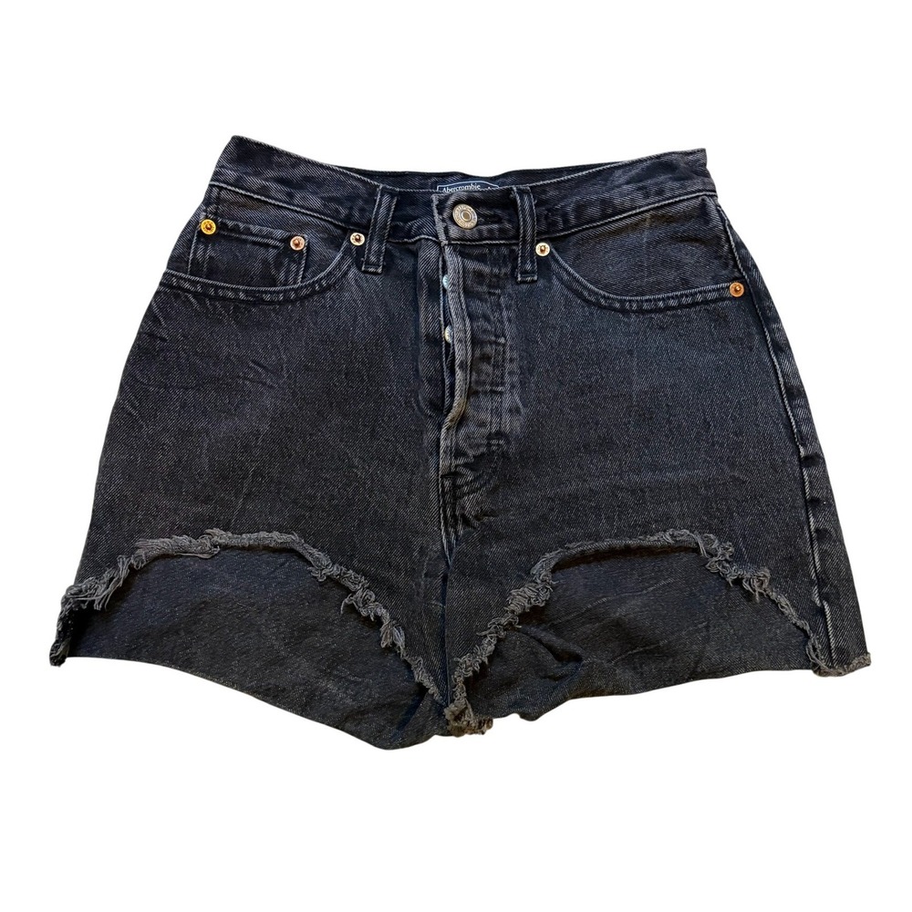 Abercrombie & Fitch High Rise Denim Shorts Black SIZE 24